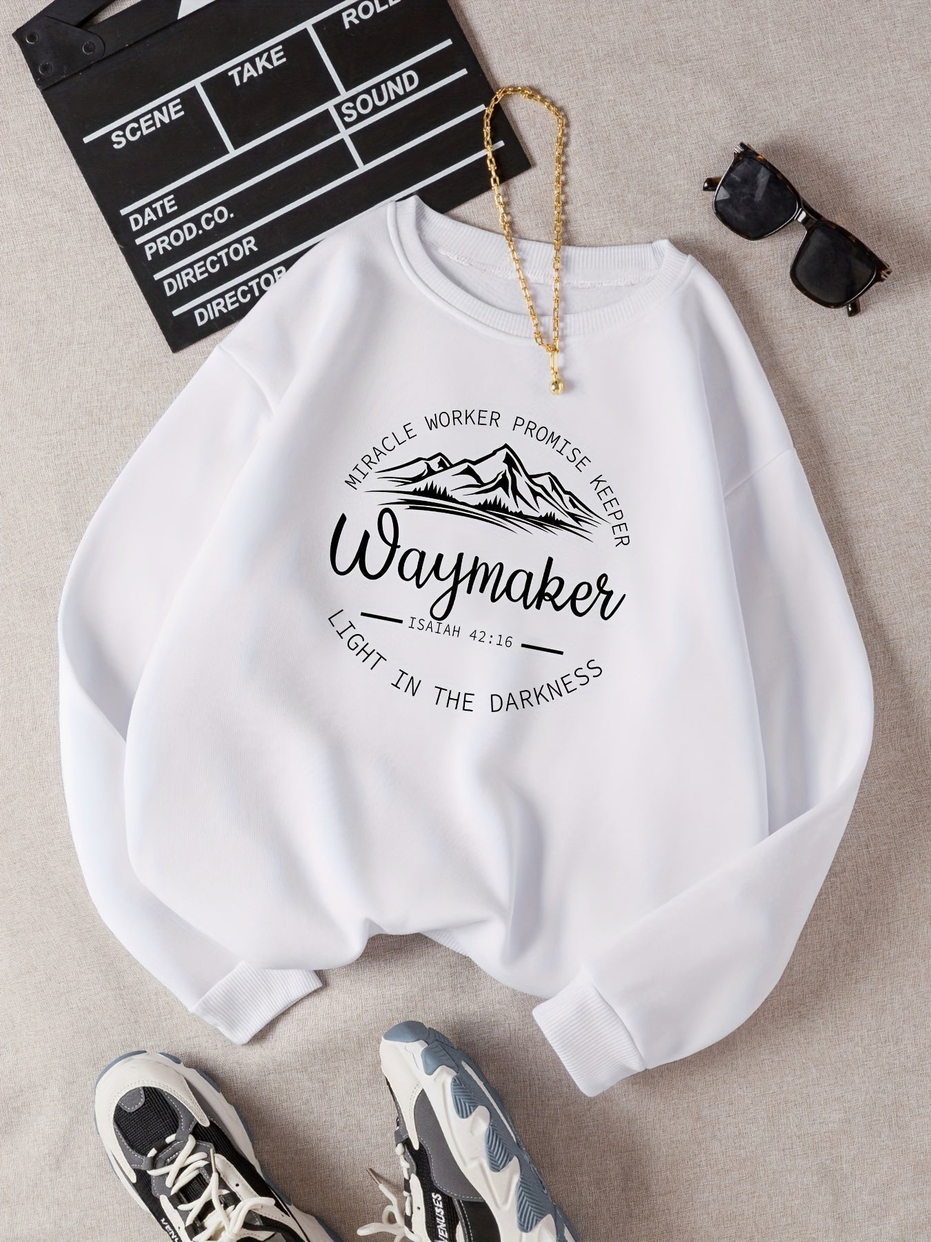 Way Maker Letter Print Pullover Sweatshirt for Fall/Winter Women's Clothing