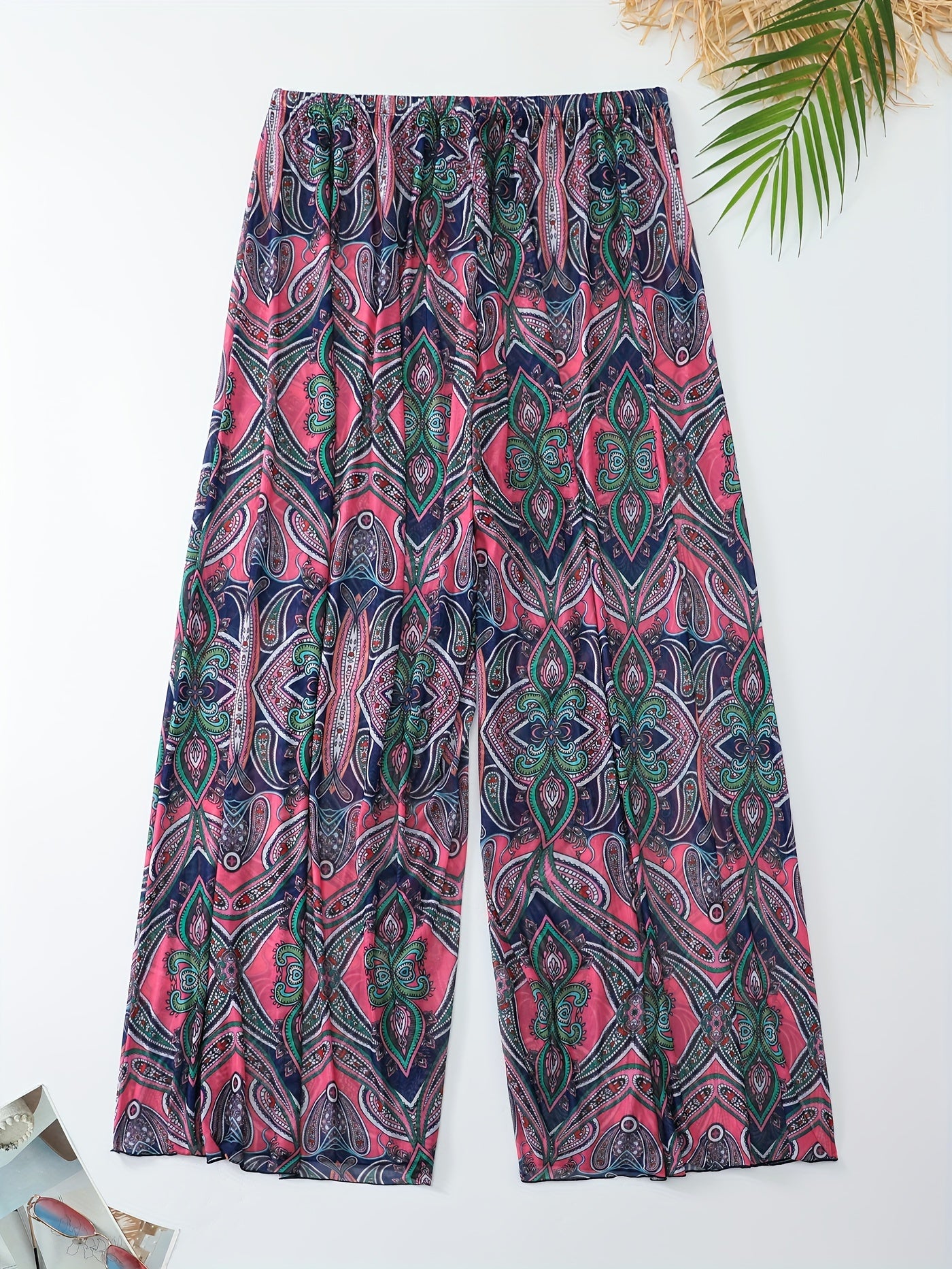 Boho Bikini Bottoms Women's Plus Paisley Print Swimwear Pants