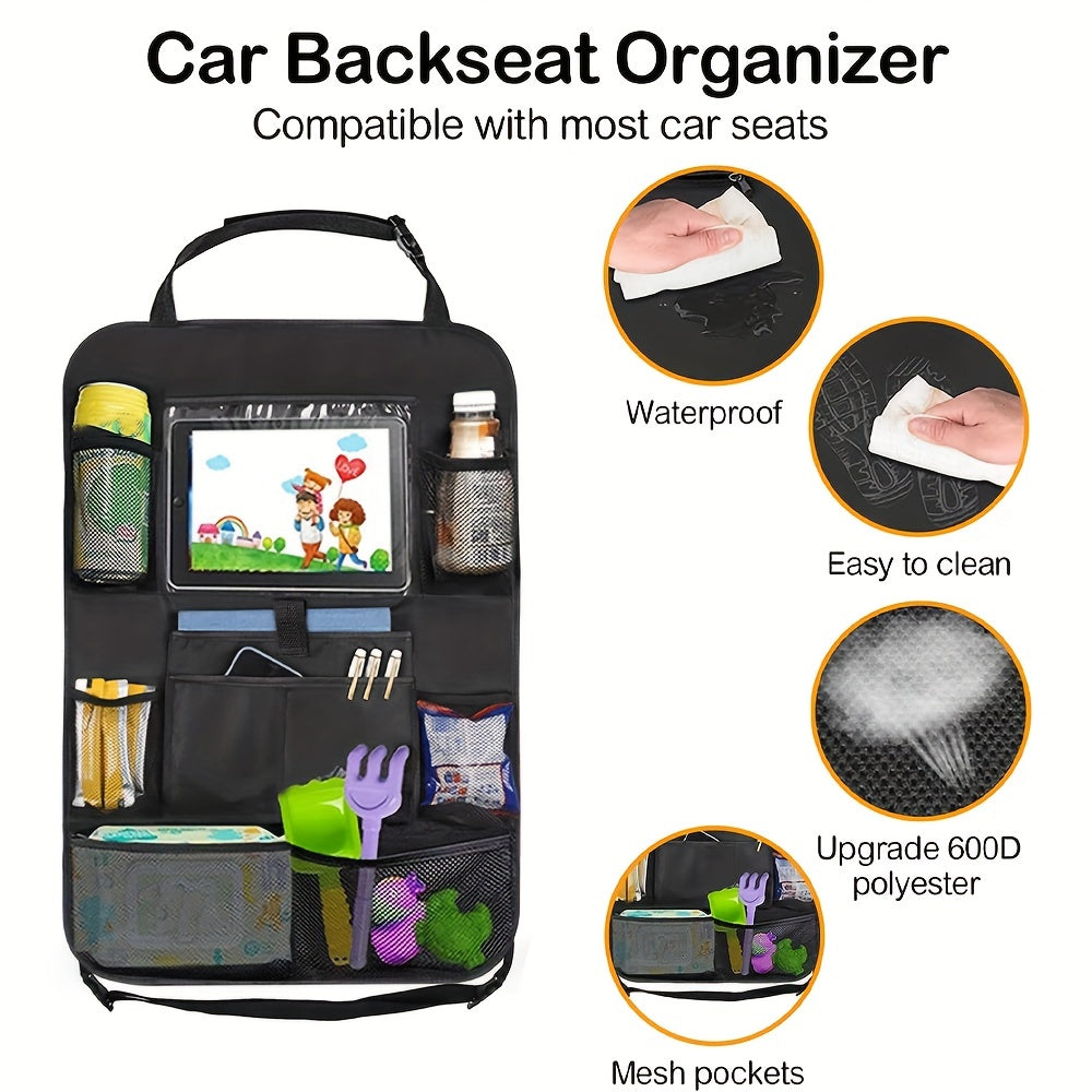 Car Back Seat Storage Bag with Tablet Holder for Kids