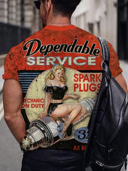 Men's Retro Style Comic Graphic Short Sleeve T-shirt