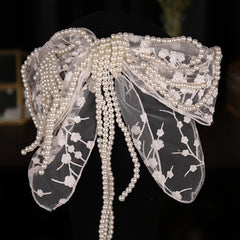 Faux Pearl Butterfly Wedding Headband for Bride