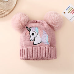 Winter Unicorn Knitted Hat for Kids, 1-3 Years, Birthday Gift