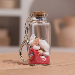 Creative Sand Glass Bottle Keychain Lucky Charm Pendant