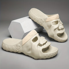Men's Skull Slides Casual Non Slip Slippers Open Toe Shoes For Indoor Outdoor