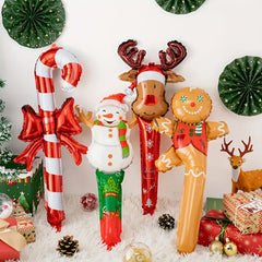 8pcs Christmas Foil Balloon Decoration - Deer, Snowman, Gingerbread Man