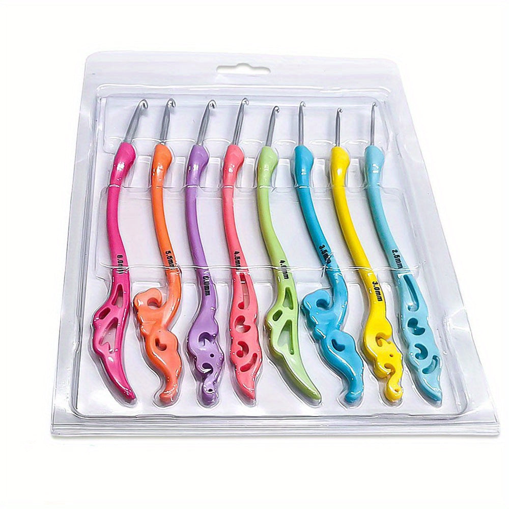 8pcs Crochet Hooks Soft Handle Aluminum Knitting Tool Sweater Needle Retro Fancy