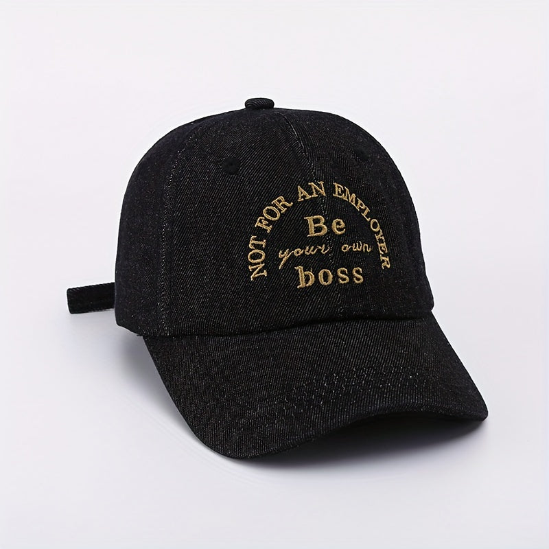 Washed Denim Peaked Cap Letter Pattern Sun Hat Baseball Cap