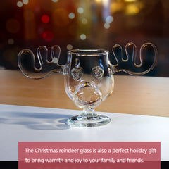 1pc Reindeer Wine Glass 240ml 8.4oz Clear Christmas Decorations