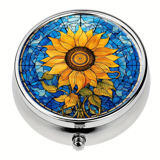 Sunflower Pill Box 3 Compartment Portable Medicine Organizer