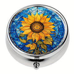 Sunflower Pill Box 3 Compartment Portable Medicine Organizer