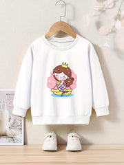 OERYUI Princess Print Crew Neck Pullover Top Kids Clothes Spring