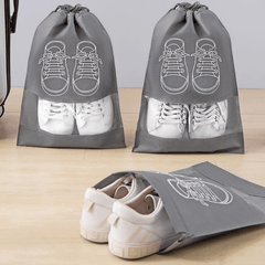 Non Woven Shoe Storage Bag Drawstring Dustproof Grey