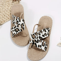 Leopard Print Beach Sandals Lightweight Open Toe Slippers