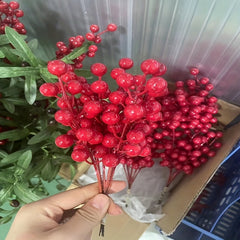 Artificial Red Berry Stems for Living Room Decor - Christmas Tree Picks