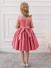 Girls Mesh Princess Dress with Flower Decoration