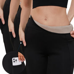High Waist Fleece Liner Yoga Pants Side Pocket Slimming Yoga Leggings