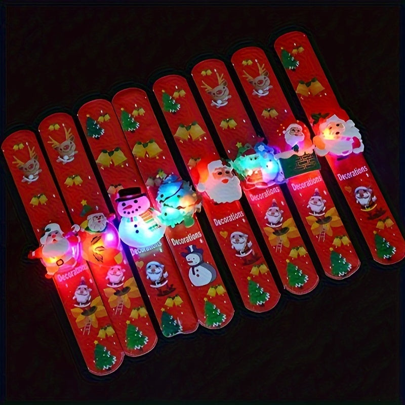 5pcs Christmas Santa Claus Slap Bracelets Assorted Designs
