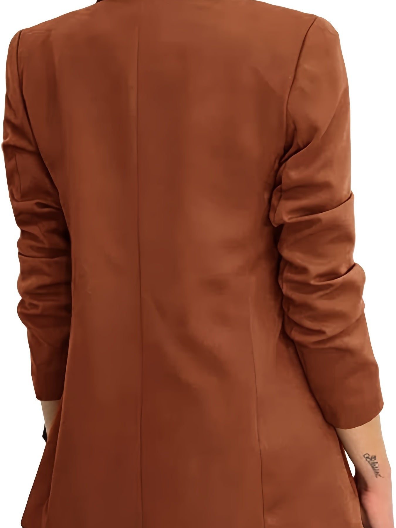 Solid Button Open Front Blazer Lapel Long Sleeve Blazer