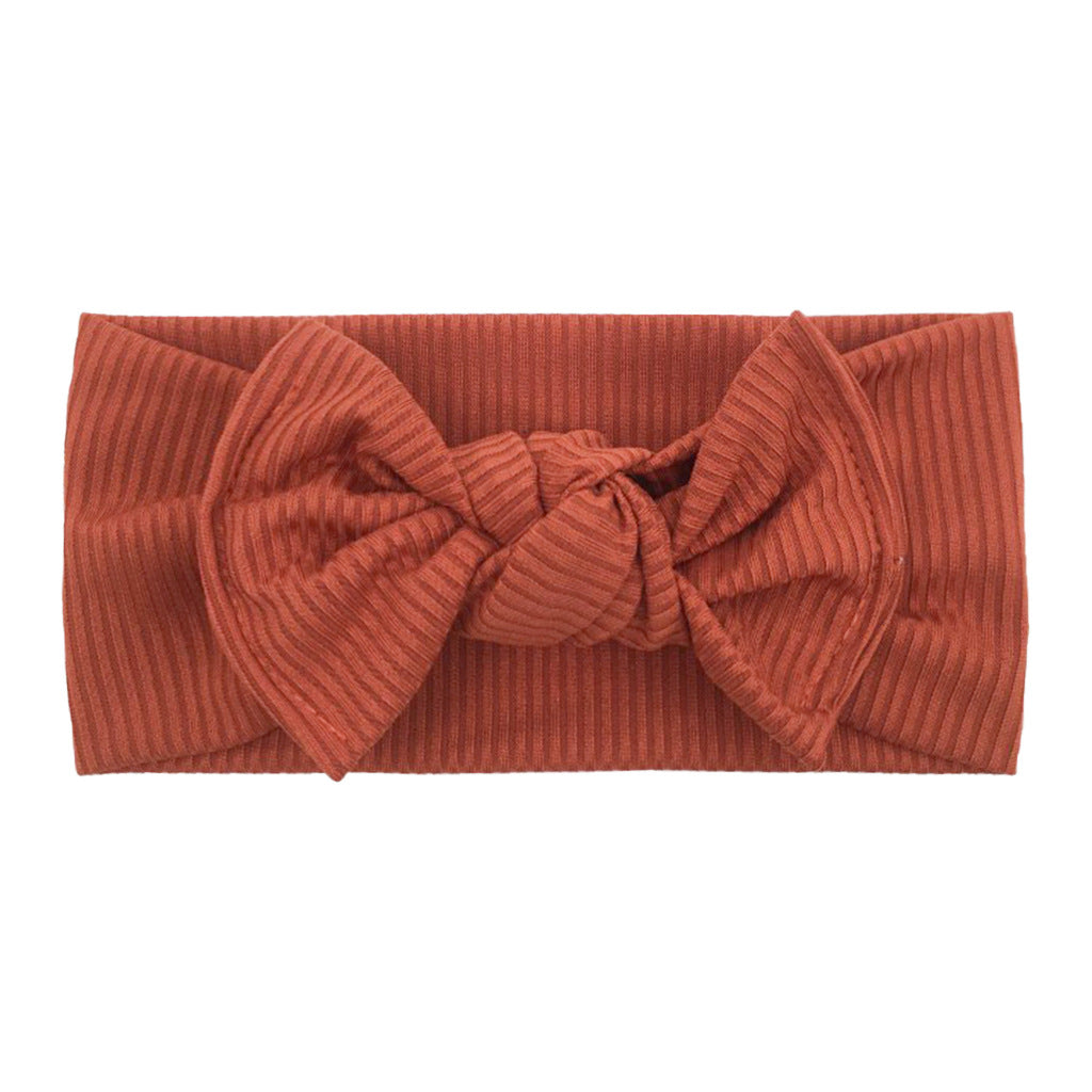 Elastic Bow Ribbed Wide Brim Headband Soft Comfortable
