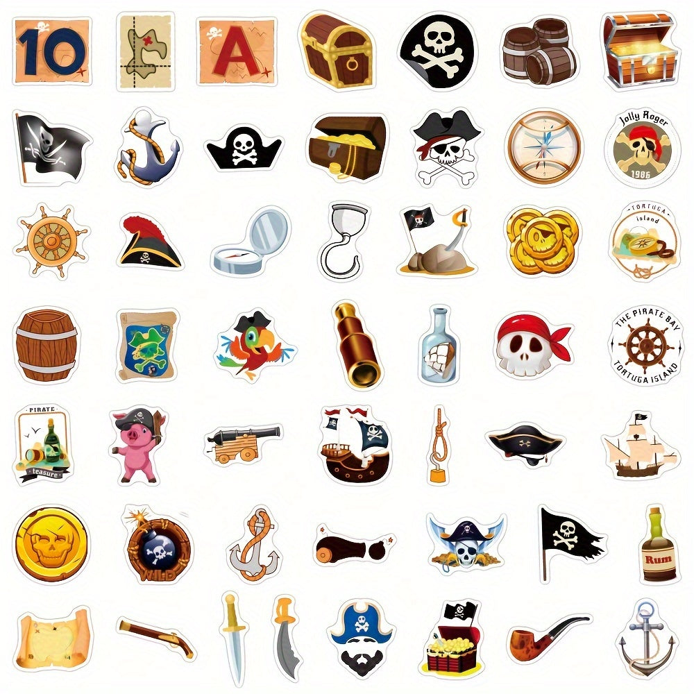 50pcs Pirate Skull and Crossbones Stickers for Party Decorations