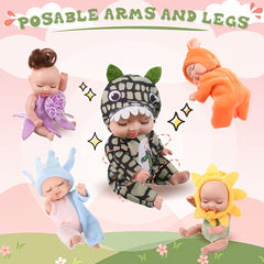 10pcs 4 Inch Dolls with Animal Clothes - Gift Set for Toddlers Girls