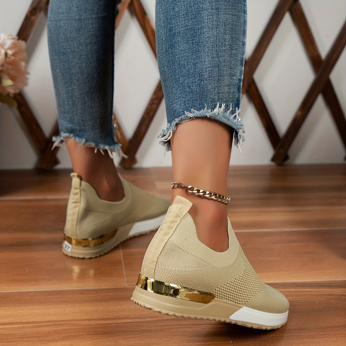 Women's Knitted Sock Shoes Low Top Slip On Walking Shoes