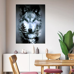 Forest Wolf Canvas Painting Frameless Decorative Wall Art Picture