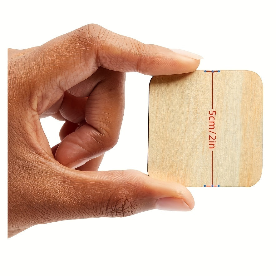 50pcs 2in Wooden Squares for DIY Crafts Wooden Cutout Tiles for Painting