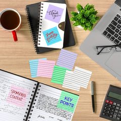 6 Lined Transparent Sticky Notes 7.62cmx7.6cm Soft Clear