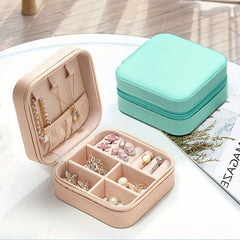 Portable Jewelry Box PU Leather Ring and Earring Storage Container