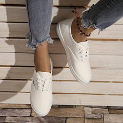 Women's Canvas Lace Up Low Top Sneakers Casual Walking Shoes