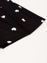 Heart Print Sleep Bottoms Soft & Comfy Elastic Waistband Shorts Women's