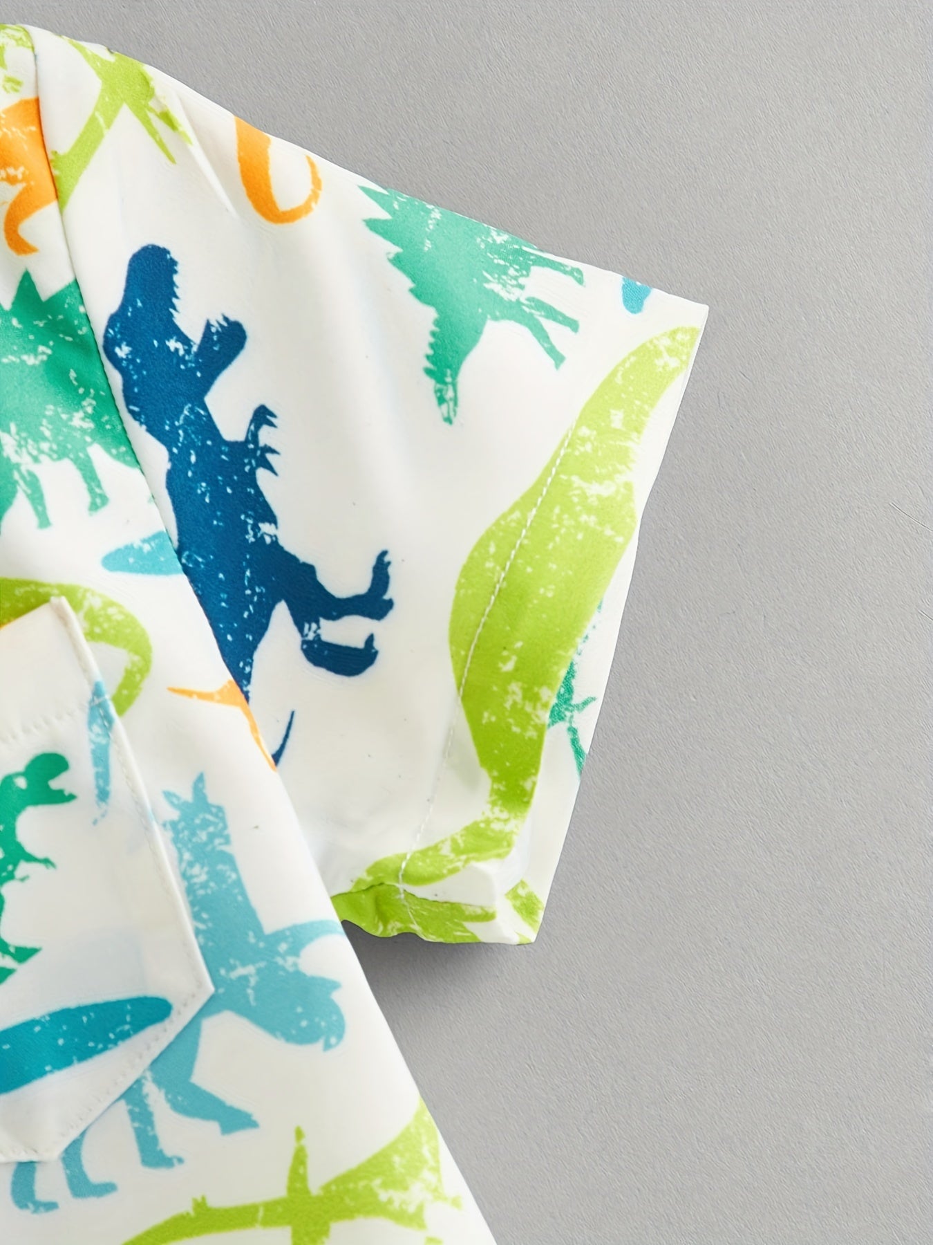 Boys Dinosaur Print Shirt Short Sleeve Collared Top