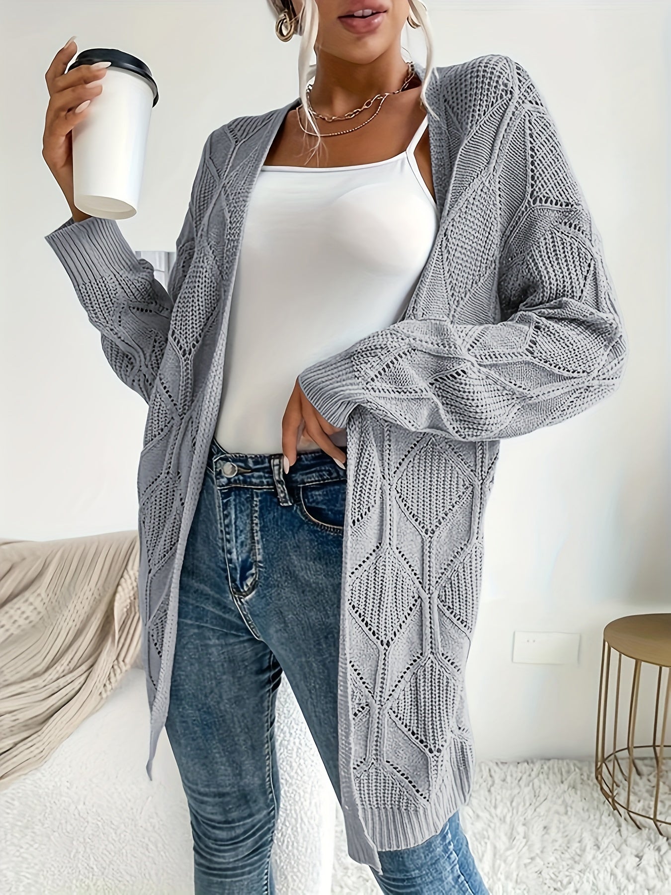 Solid Open Front Cardigan