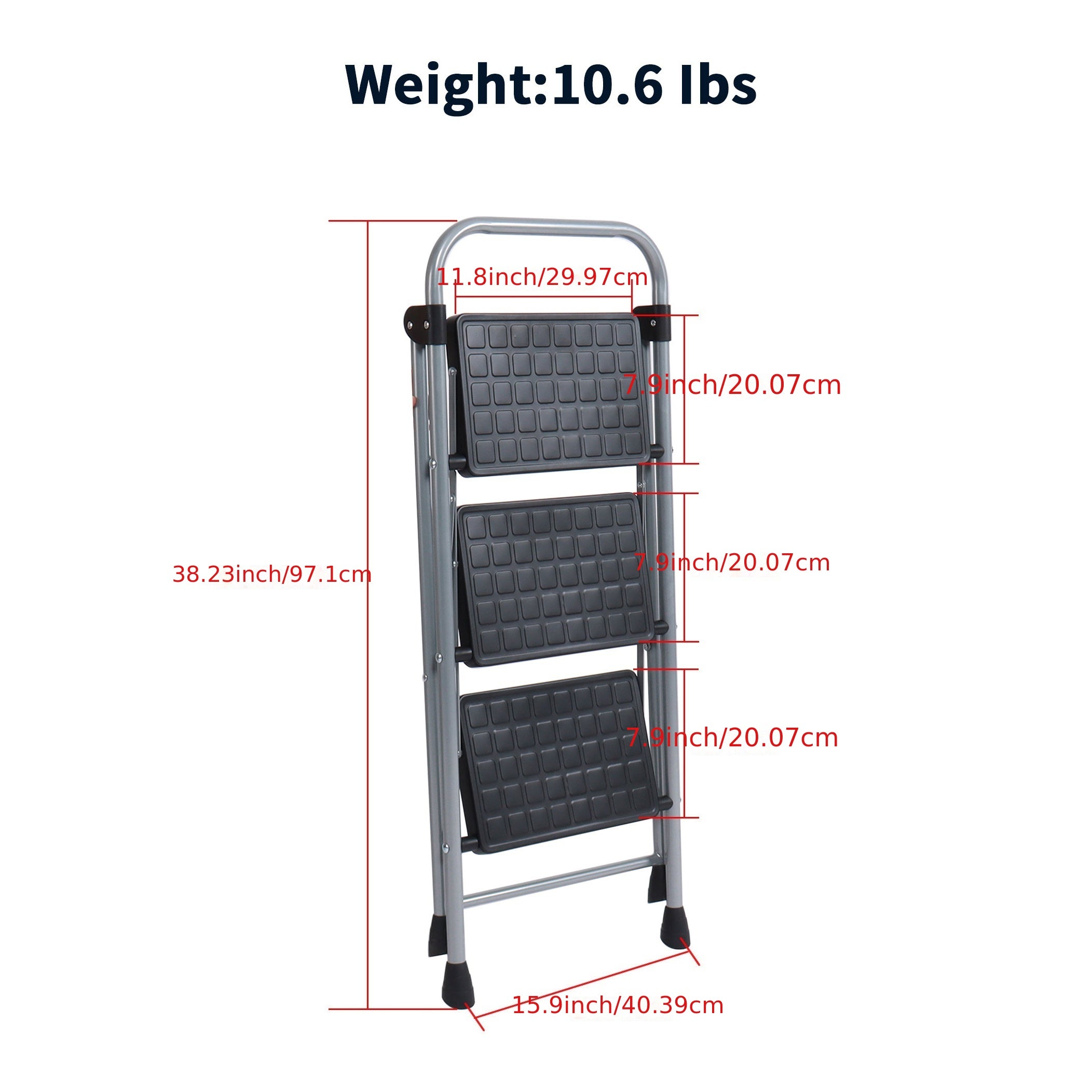 2 Step Folding Step Stool Non Slip Rubber Lightweight Sturdy Durable Step Ladder