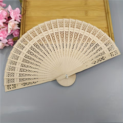 32 cm Sandalwood Fan Sunflower Hollow Pattern Folding Fan Wedding Gift