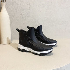 Women's Short Rain Boots Waterproof Slip On Shoes Non-slip Outdoor Work Shoes