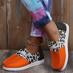 Women's Lace Up Canvas Loafers Comfy Low Top Sneakers
