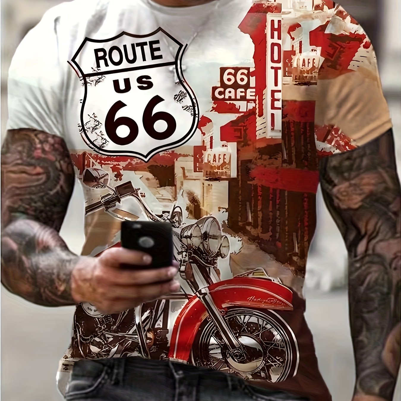 Men's Vintage Motorbike Graphic T Shirt Active Stretch & Comfort