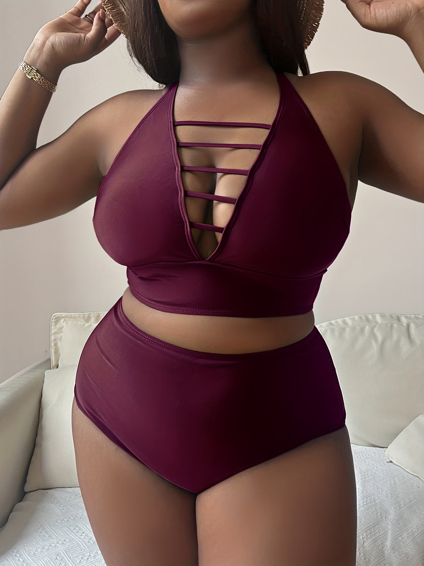 Sexy Tankini Set Halter Neck Crop Top & Underwear Swimsuit