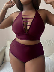 Sexy Tankini Set Halter Neck Crop Top & Underwear Swimsuit