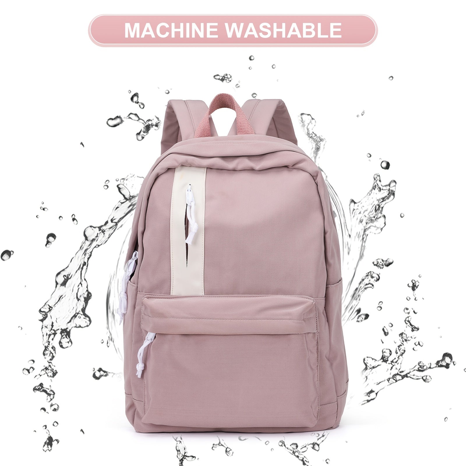 Colorblock School Bag Preppy Daypack All Match Zipper Travel Bag
