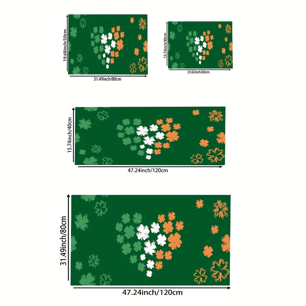 Four Leaf Clover Print Rug Love Pattern Carpet Machine Washable Floor Mat