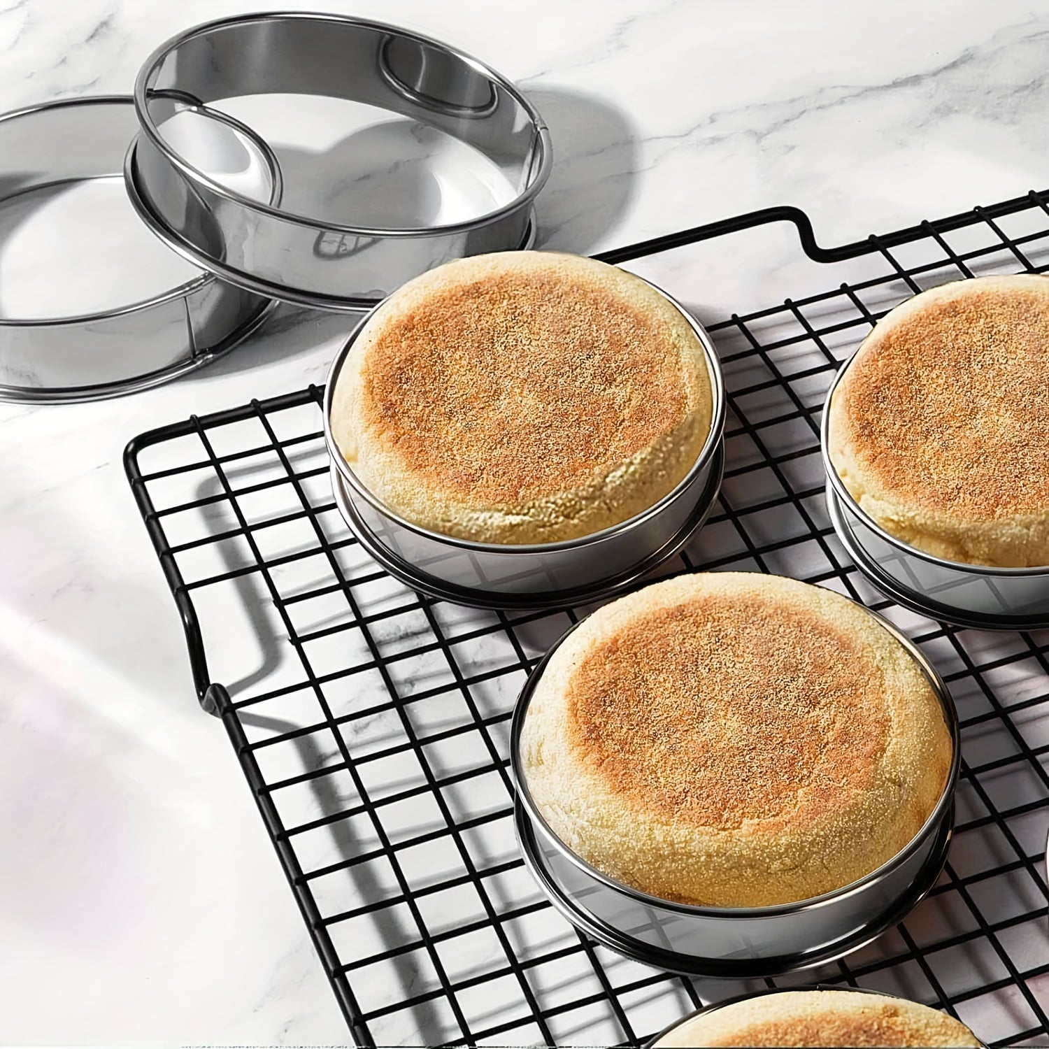 5pcs Stainless Steel Crumpet Rings 10 16 Cm Nonstick Round Cake Rings