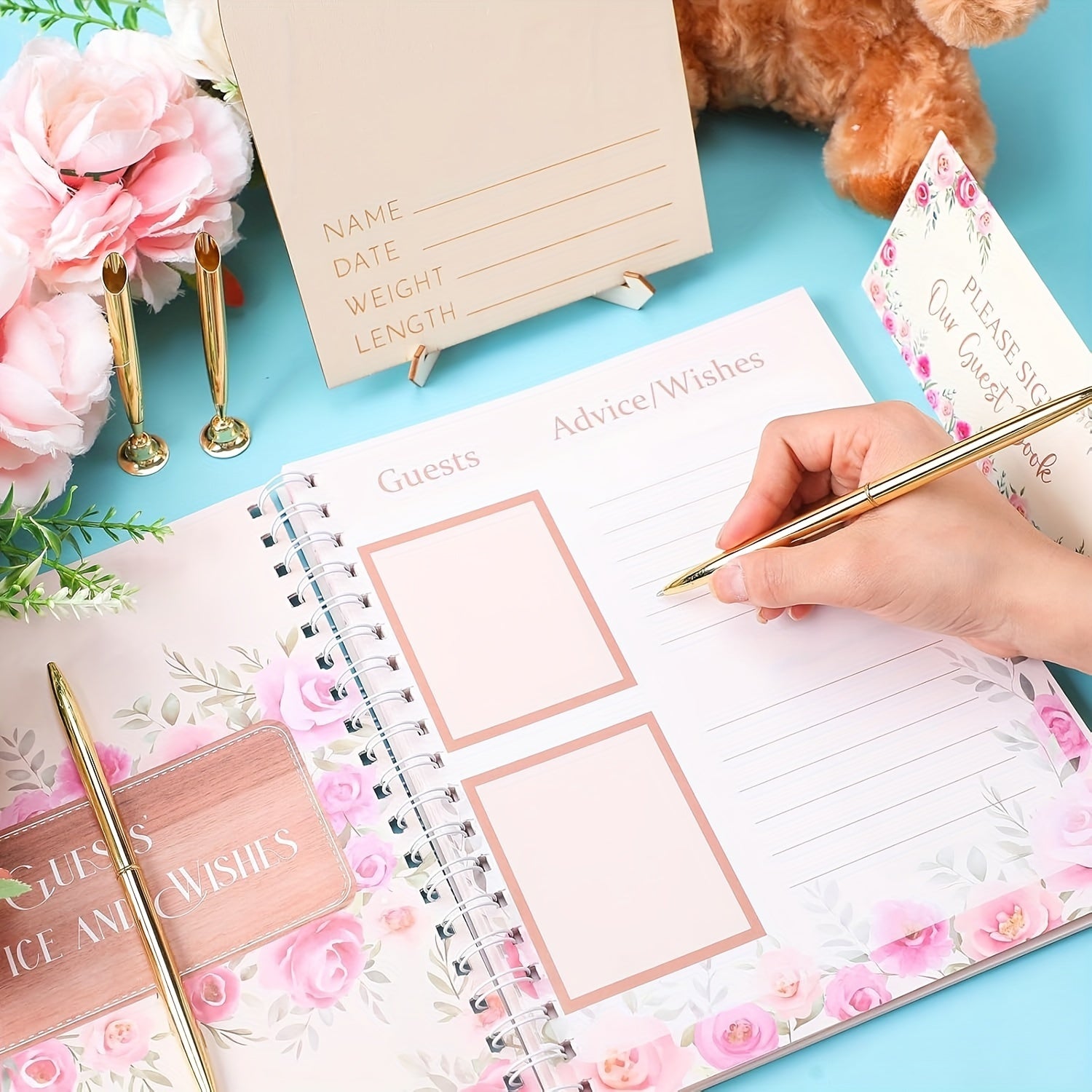 Floral Shower Guest Book Memory Book for Girls & Boys
