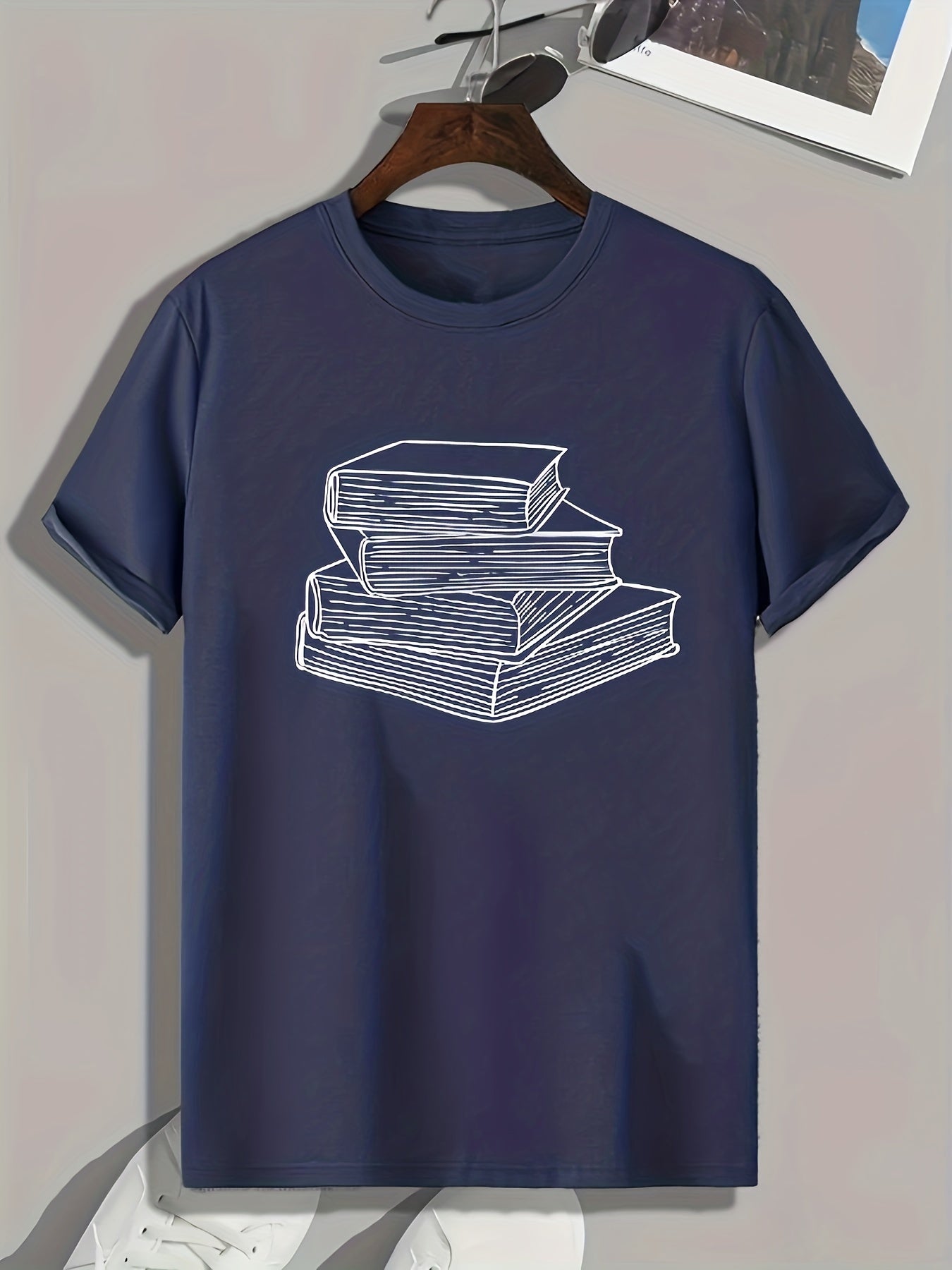 Books Pattern Print Men's Comfy Sports T shirt Graphic Tee