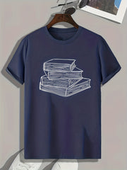 Books Pattern Print Men's Comfy Sports T shirt Graphic Tee