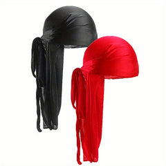 2pcs Bandana Pirate Hat Silk Durag Turban Hijab Hat For Men Women