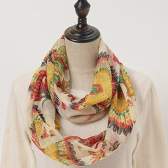 Bohemia Peacock Print Scarf Women Vintage Neckerchief Windproof Wrap