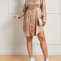 Sexy Leopard Print Satin Shirt Dress